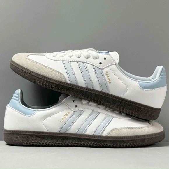 NWT SAMBA OG Anti-slip wear-resistant low shoes women sneakers white blue - Picture 2 of 4